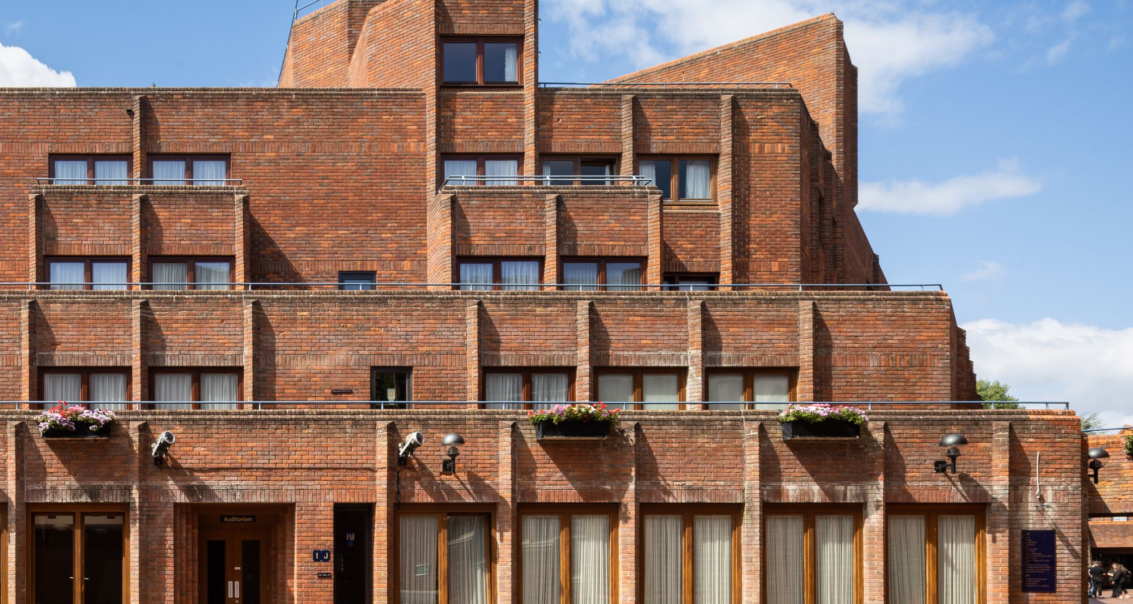 The red brick building as viewed from the Porters' Lodge