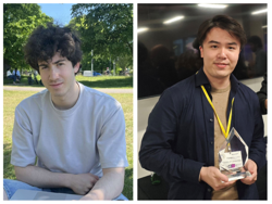 A compilation of two images both showing a male university student looking at the camera.