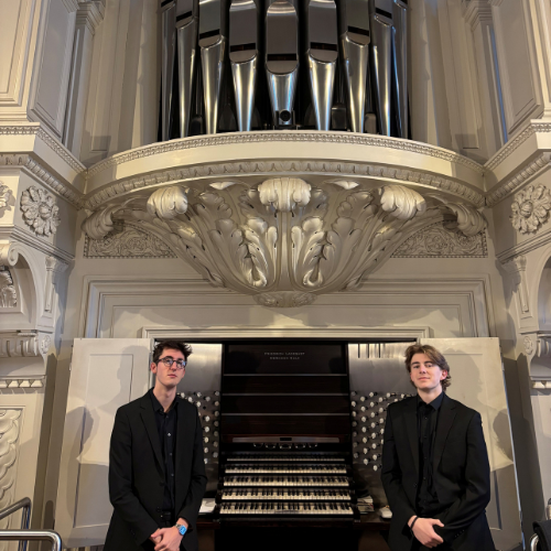 Fearghus Beauchamp (right) in Berlin with Tom Bailey