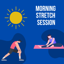 Illustration of two people stretching.