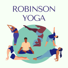 Illustrations of different people doing different stretches.