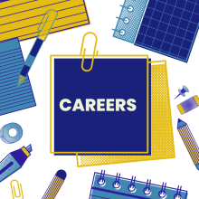 Blue & yellow stationary with title saying "Careers"