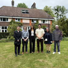 May Research Day: (from left to right) Zihan Ni, Ben Palmer-Welch, Anoushka Rao, Calvin Preston, Stefany Kissovsky, Okam Miracle.