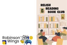 Illustration of bookshelf and people reading