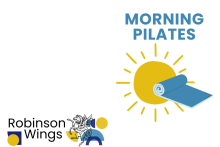 Illustration of the sun and a yoga mat.