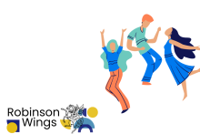 Illustration of three figures dancing.